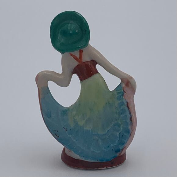 Set of 2 Occupied Japan Ladies Mini Porcelain Figurines Ball Gown Dress Vintage - Picture 10 of 12